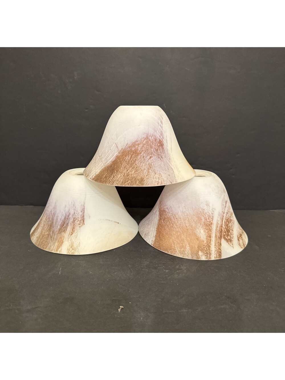 Set of 3 Portfolio Alabaster Glass Pendant Light Shade Bell Shape Made In Italy
